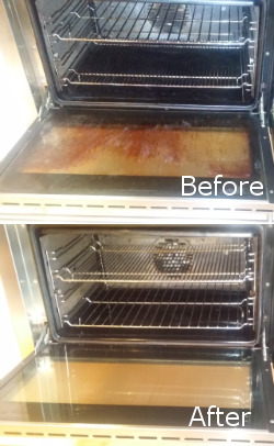 Oven before and after cleaning